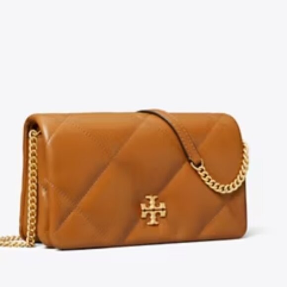 NWT ✅Tory Burch KIRA Diamond Quilt Chain Wallet #158624 Classic Chestnut - Picture 3 of 16